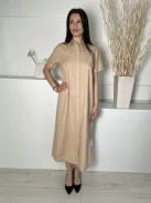 Primark (S) Homokszínű Elől Végig Gombos, Galléros Felvarrt Ujjvégű, 88% Pamut és 12% Len Alapanyagú Ruha