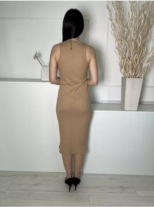 Primark (S) Mogyoró Anyagában Bordázott Kerek Nyakú, Rugalmas Anyagú Ruha