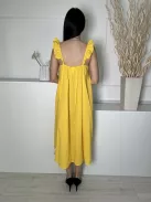 H&M (S) Kanárisárga Fodros Pántú 100% Pamut, Lenge Fazonú Ruha