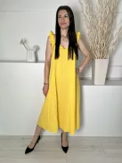 H&M (S) Kanárisárga Fodros Pántú 100% Pamut, Lenge Fazonú Ruha