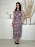 Oasis (M) Fekete Kék-Rózsaszín Virágos, Nyakban Megköthető Szoknyarészben Átlapolt Ruha