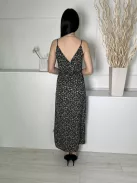 Shein (S) Sötétzöld Apró Virágos, Oldalt Sliccelt Gumisderekú, Pántos Ruha