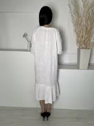 Primark (S) Fehér Nyakban Megköthető, Ujján Fekete Hímzett Mintás 100% Pamut Alapanyagú Ruha