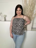 Oasis (M) Drapp Fekete Foltmintás, Pántos Elől Bélelt Felső