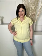 Bianca (M) Sárga Mellnél Díszhajtásos 72% Pamut, Galléros Felső