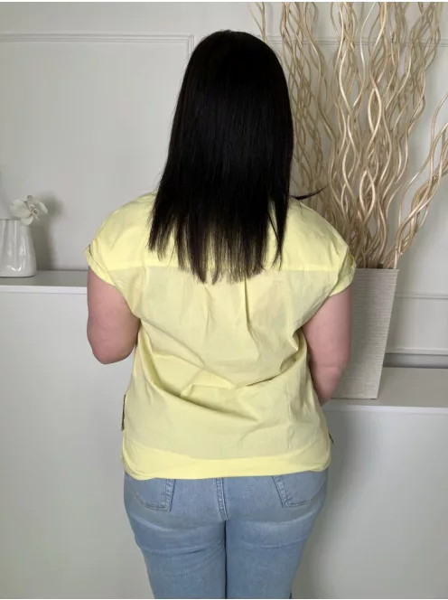 Bianca (M) Sárga Mellnél Díszhajtásos 72% Pamut, Galléros Felső