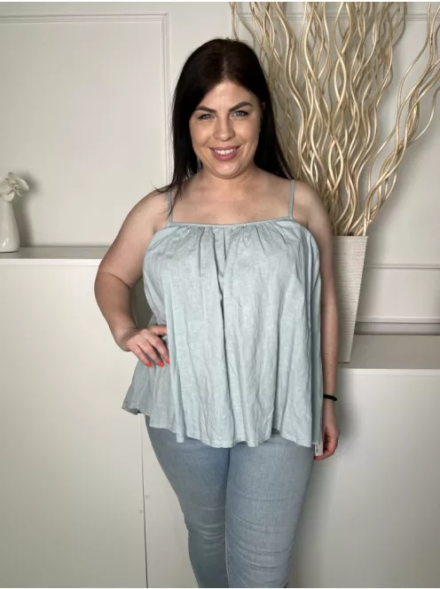 ÚJ Primark (XL) Menta Hátul Megkötős, Pántos 55% Len Alapanyagú, Lenge Fazonú Felső