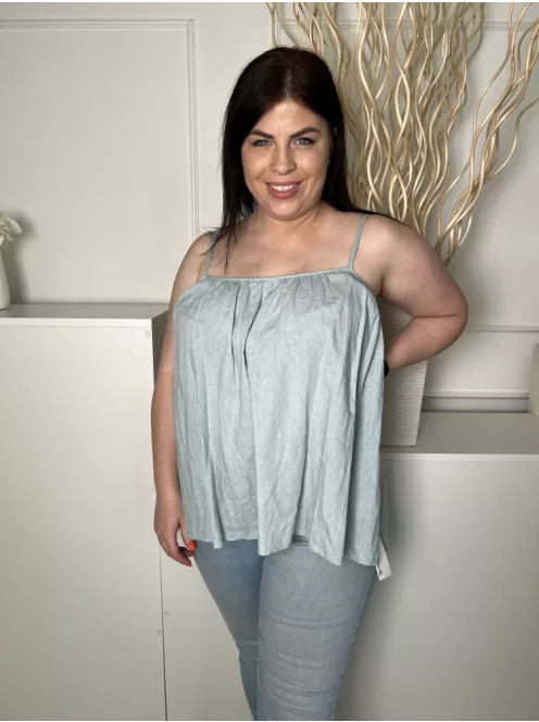 ÚJ Primark (XL) Menta Hátul Megkötős, Pántos 55% Len Alapanyagú, Lenge Fazonú Felső