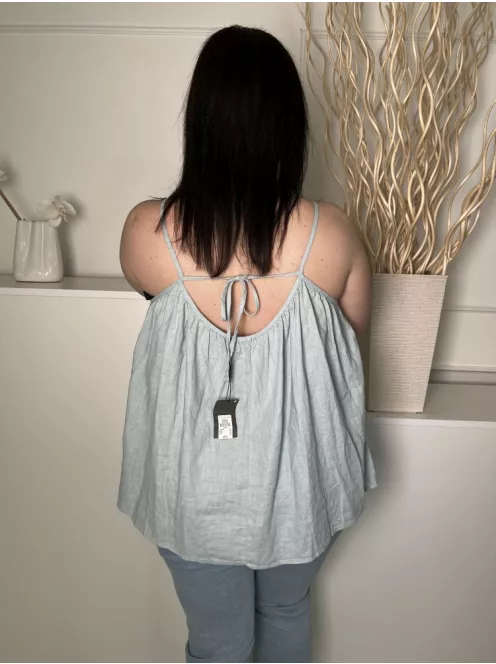 ÚJ Primark (XL) Menta Hátul Megkötős, Pántos 55% Len Alapanyagú, Lenge Fazonú Felső