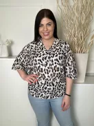 Anthology (M) Drapp Fekete-Barna Foltmintás V Kivágású Felső