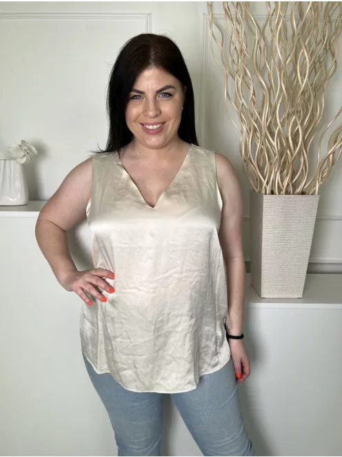 Autograph (L) Krémszínű V Kivágású, Oldalt Sliccelt Fényes Anyagú Felső