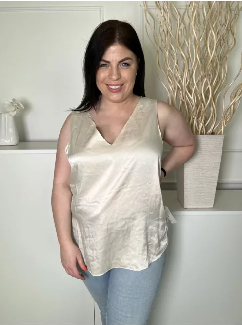 Autograph (L) Krémszínű V Kivágású, Oldalt Sliccelt Fényes Anyagú Felső