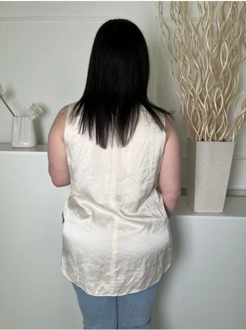 Autograph (L) Krémszínű V Kivágású, Oldalt Sliccelt Fényes Anyagú Felső