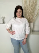 Primark (L) Fehér Horgoltmintás, Hátul Nyakban Gombos 100% Pamut Alapanyagú Felső