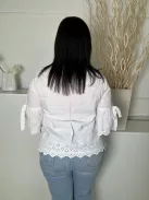 Primark (L) Fehér Horgoltmintás, Hátul Nyakban Gombos 100% Pamut Alapanyagú Felső