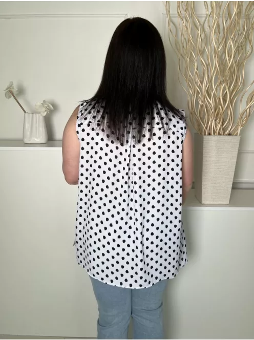 M&S (L) Szürkés Fehér Fekete Foltmintás, Nyakánál Ráncolt Elől Gmb Felső