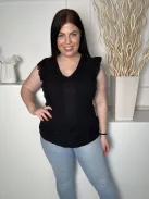 Fat Face (M) Fekete Anyagában Mintás, Horgolt Szegélyes Hátul Végig Gombos Felső