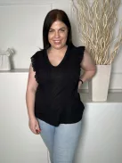 Fat Face (M) Fekete Anyagában Mintás, Horgolt Szegélyes Hátul Végig Gombos Felső