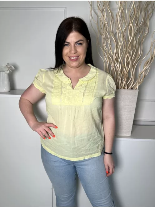 Monsoon (L) Sárga Mellnél Díszhajtásos Enyhén Áttetsző, 100% Pamut Felső