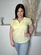 Monsoon (L) Sárga Mellnél Díszhajtásos Enyhén Áttetsző, 100% Pamut Felső