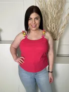 Shein (L) Pink Színes Lánc Pántos Rugalmas Anyagú Felső