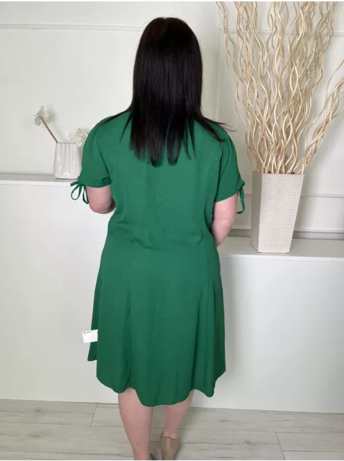 Papaya (L) Fűzöld Elől Végig Gombos, Ujján Megkötős V Kivágású Ruha