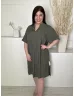   ÚJ H&M (XL) Khaki Mellnél Díszhajtásos Bőfazonú, Oldalt Sliccelt Ruha