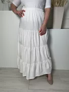 Primark (L) Fehér Gumisderekú Fodros, 100% Pamut Szoknya