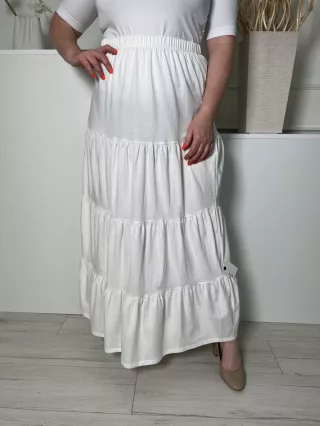 Primark (L) Fehér Gumisderekú Fodros, 100% Pamut Szoknya