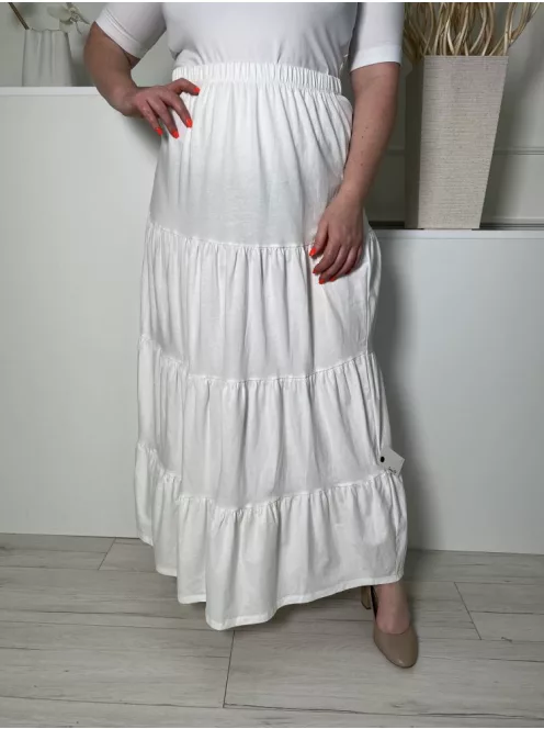 Primark (L) Fehér Gumisderekú Fodros, 100% Pamut Szoknya