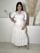 Primark (L) Fehér Gumisderekú Fodros, 100% Pamut Szoknya