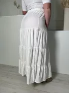 Primark (L) Fehér Gumisderekú Fodros, 100% Pamut Szoknya