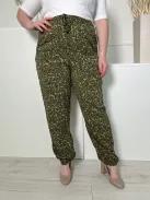 Roxy (XL) Khaki Zöld Mintás, Derékban Összehúzható Megkötős, Zsebes, Gumírozot Aljú Nadrág