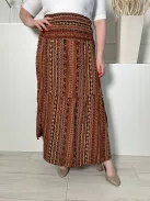  (L) Barna-Fekete Mintás, Darázsolt Derekú Lenge Fazonú Szoknya