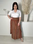  (L) Barna-Fekete Mintás, Darázsolt Derekú Lenge Fazonú Szoknya