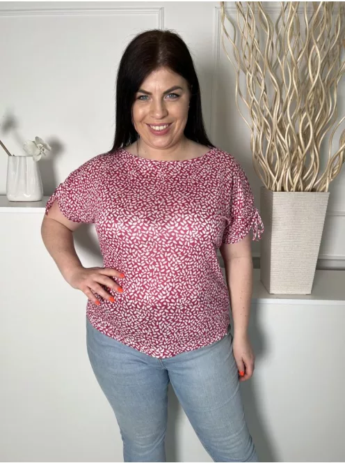 Woolovers (M) Málna Fehér Mintás, Ujján Megkötős Csónak Nyakú Felső