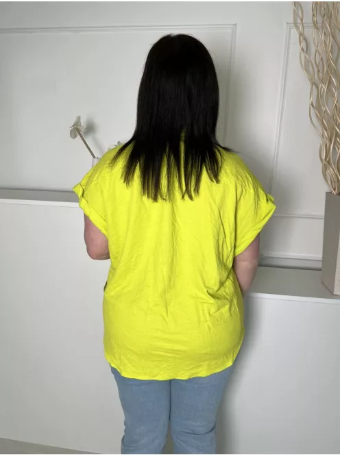 M&S (L) Neon Zöld Elől Végig Gombos, Mellnél Zsebes Galléros, Kerekített Aljú Felső