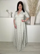 Boohoo (M) Fehér Kék-Sárga Apró Virágos, Derékban Darázsolt Fodros Ujjvégű, Oldalt Cipzáros Ruha