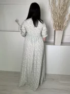 Boohoo (M) Fehér Kék-Sárga Apró Virágos, Derékban Darázsolt Fodros Ujjvégű, Oldalt Cipzáros Ruha