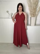 Shein (L) Bordó Hátul Megkötős, Nyakpántos Lenge Fazonú Ruha