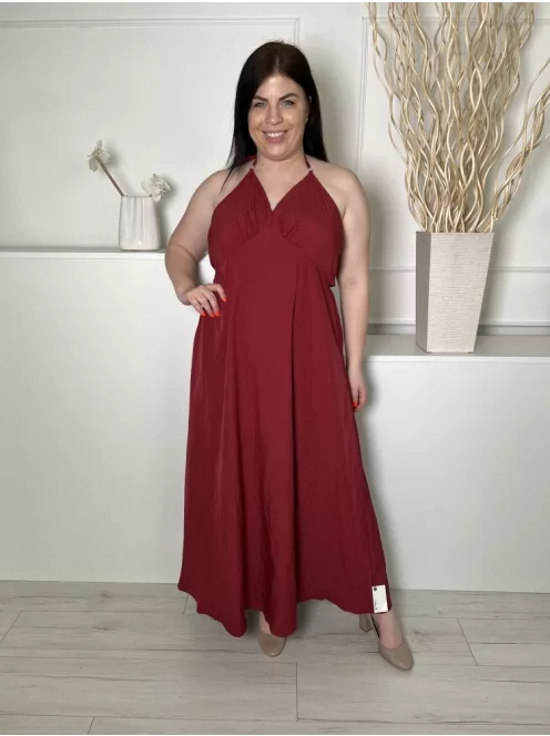 Shein (L) Bordó Hátul Megkötős, Nyakpántos Lenge Fazonú Ruha