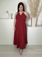 Shein (L) Bordó Hátul Megkötős, Nyakpántos Lenge Fazonú Ruha