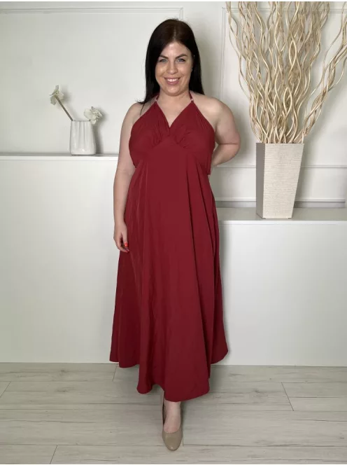 Shein (L) Bordó Hátul Megkötős, Nyakpántos Lenge Fazonú Ruha