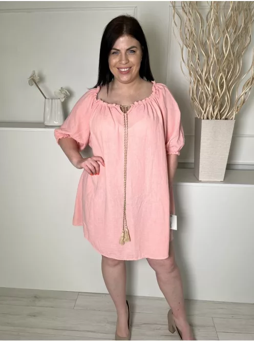 ÚJ LMF (XL) Puncs Nyakban Megköthető Fodros Szegélyű, Lenge Fazonú Ruha