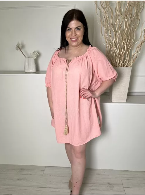 ÚJ LMF (XL) Puncs Nyakban Megköthető Fodros Szegélyű, Lenge Fazonú Ruha