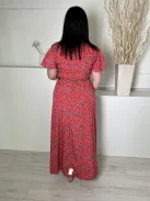 Dancing Leopard (M) Piros Kék Virágos, Átlapolt Megkötős Ruha