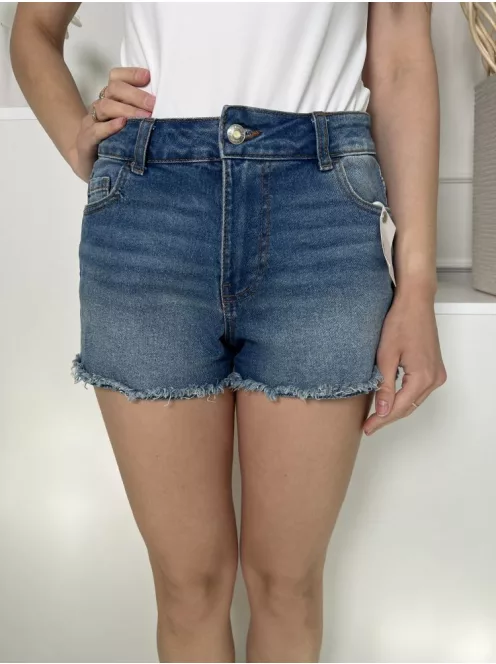 Primark (S) Kék Elől Gombos, Zsebes Rojtos Aljú, Farmer Rövidnadrág