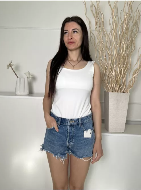 ZARA (S) Kék Elől Gombos, Zsebes Koptatott, Rojtos Aljú, Farmer Rövidnadrág