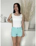   Primark (XS) Menta Elől Gombos, Zsebes Rojtos Aljú, Farmer Rövidnadrág