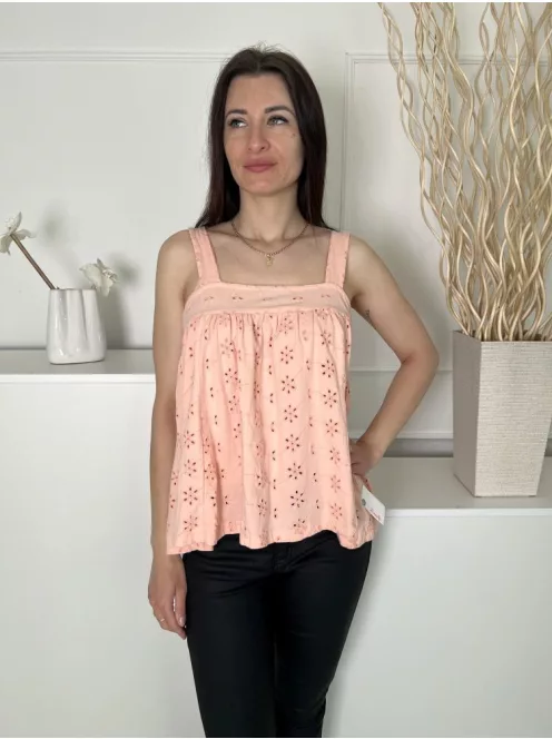Asos (M) Barackszínű Anyagában Lyukacsos Mintás, 100% Pamut Pántos Felső